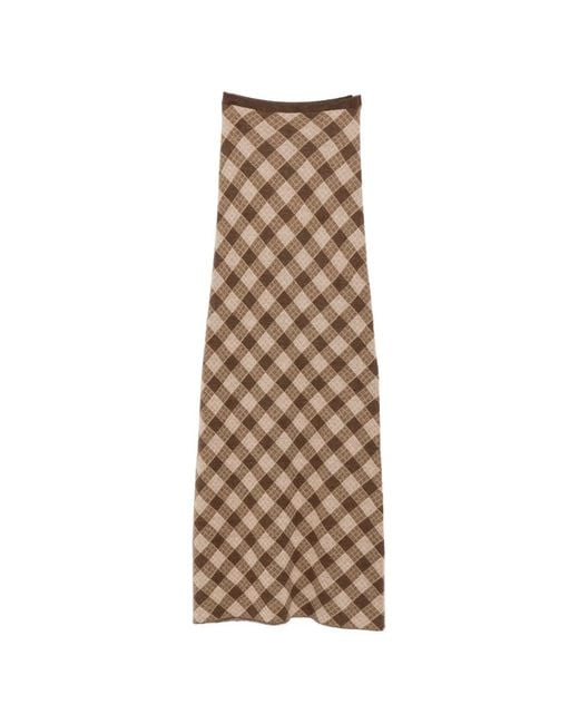 AYA MUSE Natural Kae Checkered Maxi Skirt