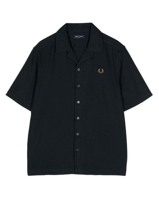 Fred Perry Black Logo-embroidered Cotton Shirt for men
