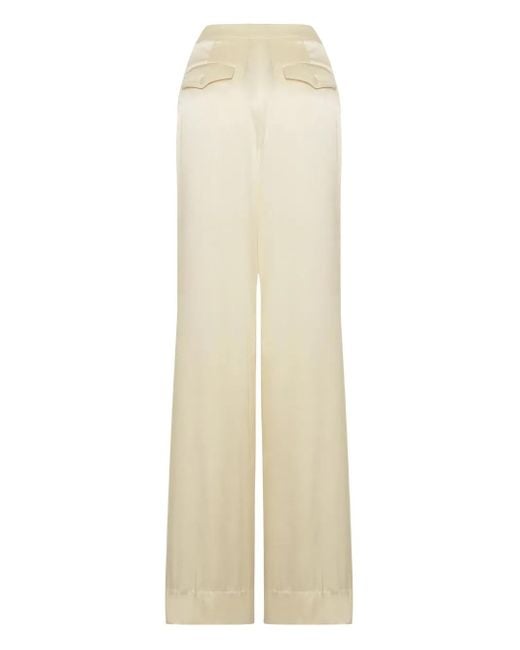 Adam Lippes Natural Silas Silk Charmeuse Trousers
