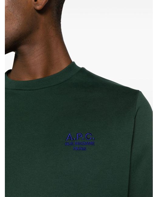 Rider logo-embroidered sweatshirt di A.P.C. in Green da Uomo