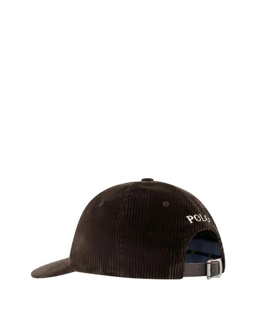 Polo Ralph Lauren Black Corduroy Embroidered Baseball Hat for men