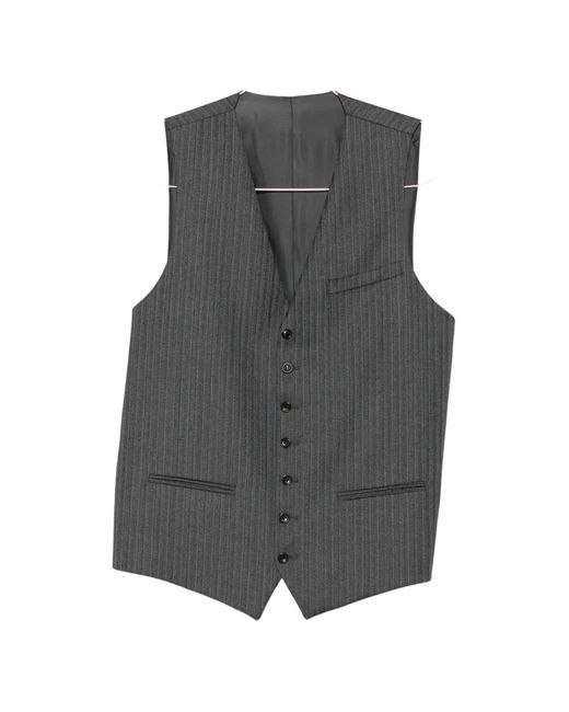 Reveres 1949 Gray Pinstripe-Pattern Buckle-Strap Gilet for men