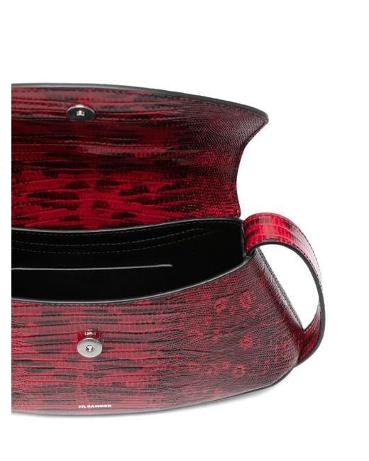 Jil Sander Red Snakeskin Crossbody Bag