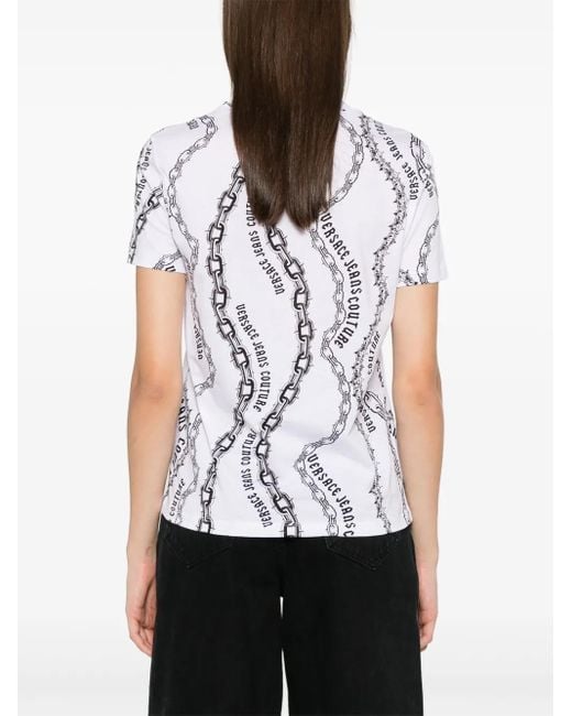 Versace Jeans Couture White Logo-Chain T-Shirt