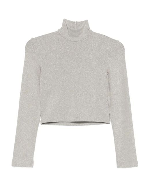 Ralph Lauren Gray Rollkragenoberteil im Glitter-Look