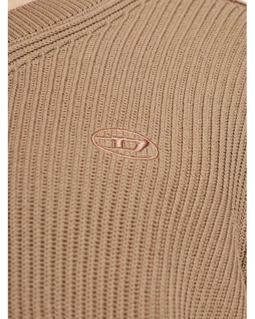 DIESEL Natural Ribbed V-Neck Sweater for men