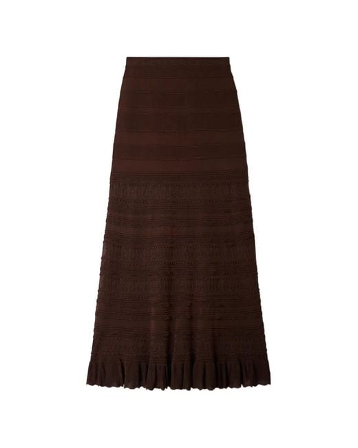 Sandro Brown Pointelle Knit Maxi Skirt