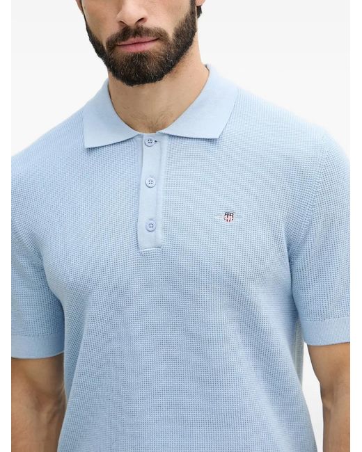 Gant Blue Logo-Embroidered Polo Shirt for men