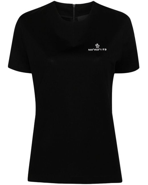 Moncler Black T-Shirt mit Logo-Print