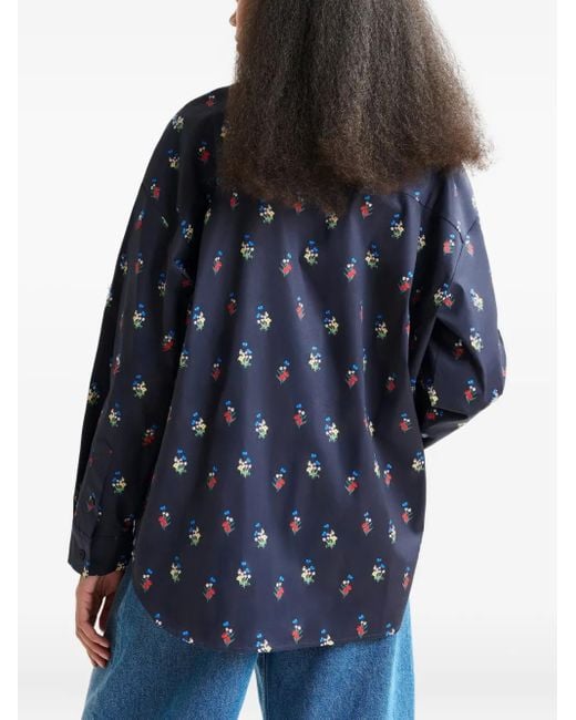 Essentiel Antwerp Blue Floral-Print Beaded Shirt