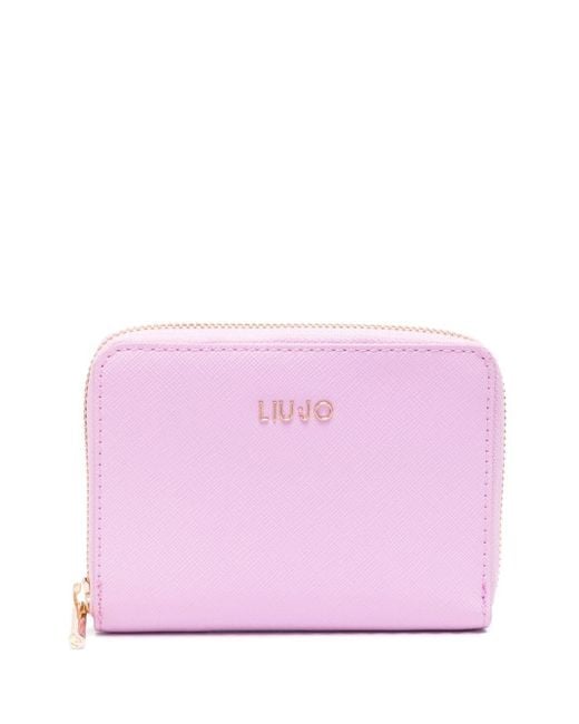 Portafoglio bi-fold con logo di Liu Jo in Pink