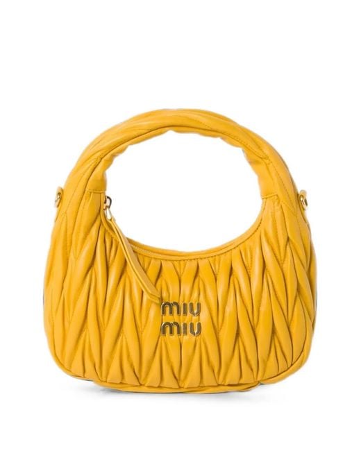 Miu Miu Yellow Wander Matelassé Nappa-Leather Bag