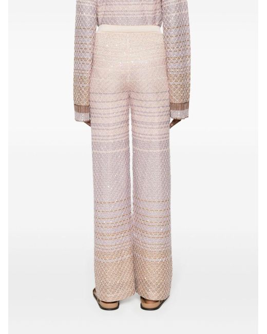 Missoni Pink Sequin-embellished Straight-leg Trousers