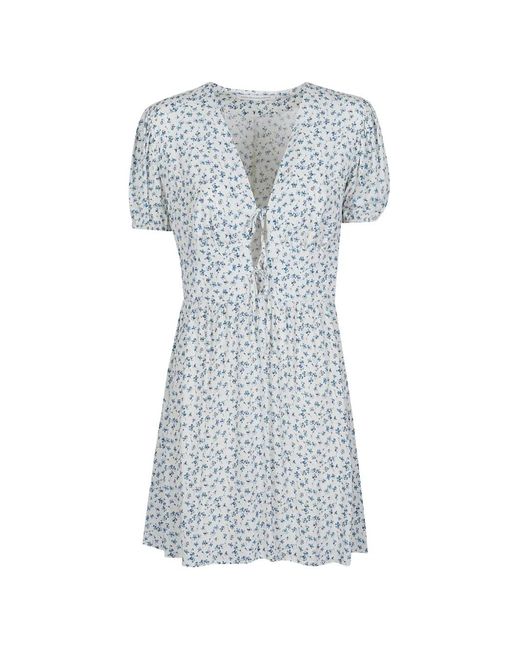 Mar De Margaritas Gray Athena Floral Tie-Detail Mini Dress