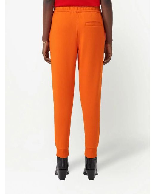 Burberry Orange Pantalon De Jogging À Patch Logo
