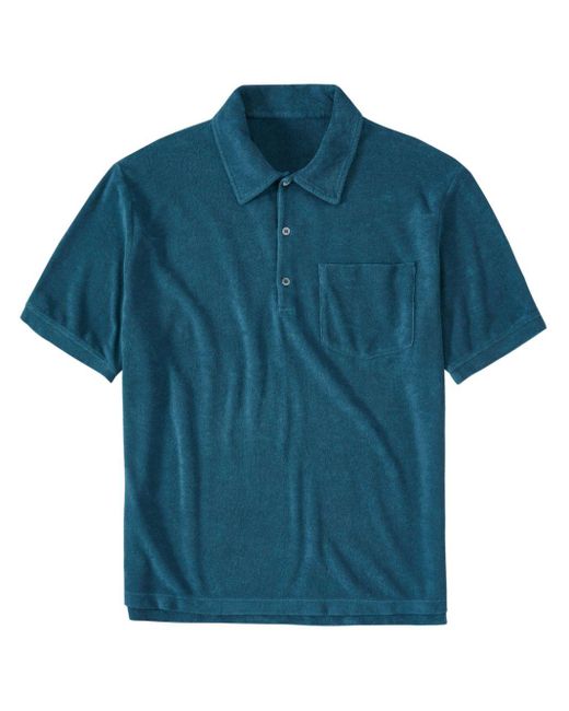 Closed Blue Logo-embroidered Towelling Polo Shirt for men