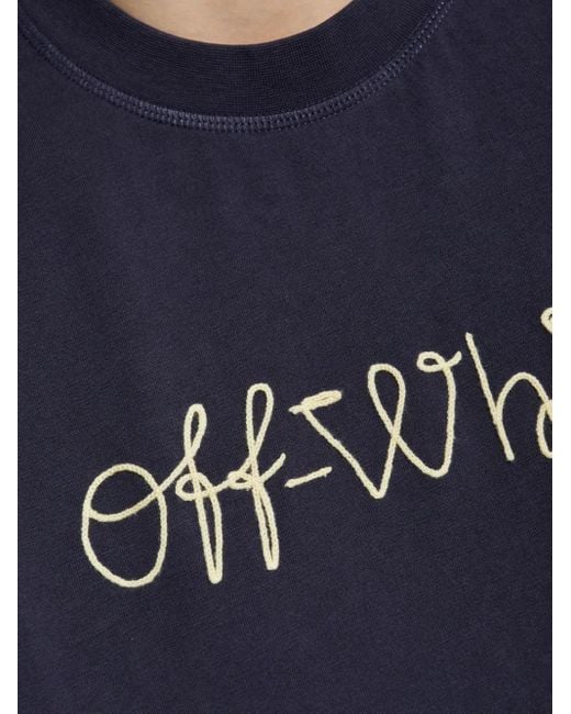 Off-White c/o Virgil Abloh Blue T-Shirt With Embroidered Logo