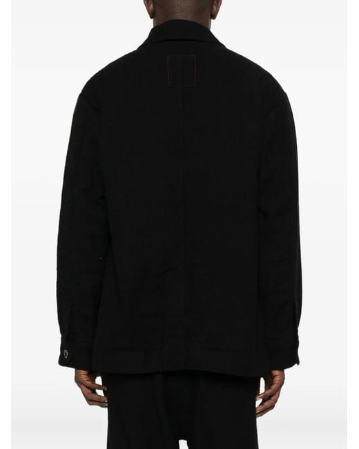 Uma Wang Black Button-Fastening Patch-Pocket Jacket for men
