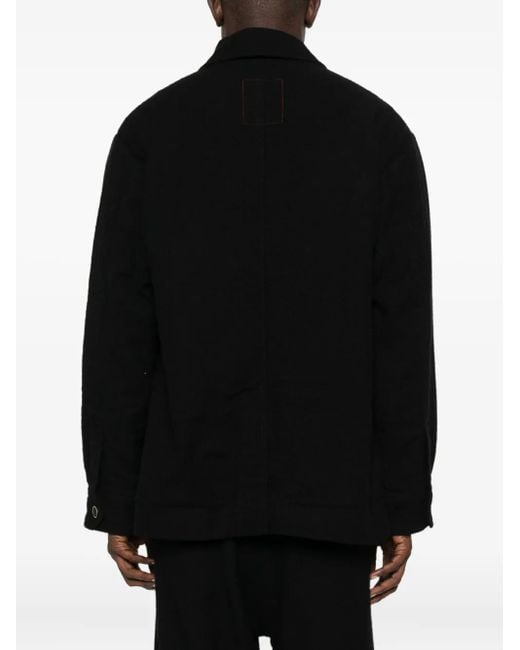 Uma Wang Black Button-Fastening Patch-Pocket Jacket for men
