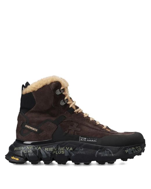 Premiata Black Trivor 452M Fur Lace-Up Sneakers