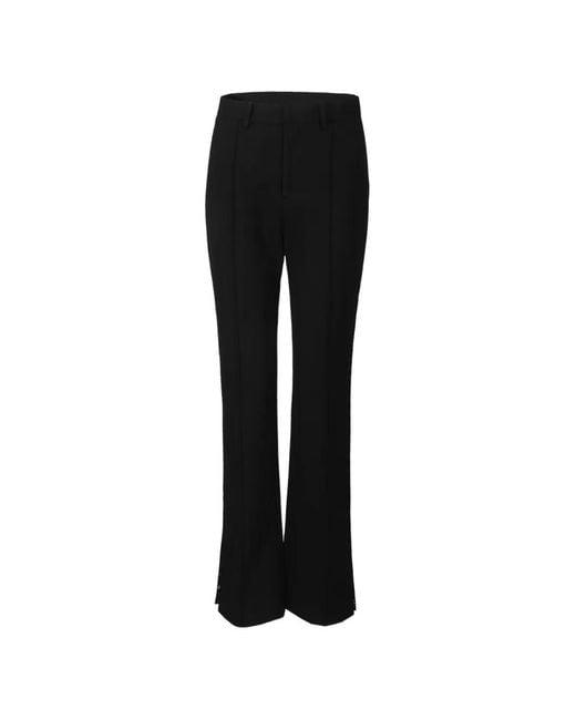 Shanghai Tang Black Pantalon Évasé À Finitions En Dentelle Brodée