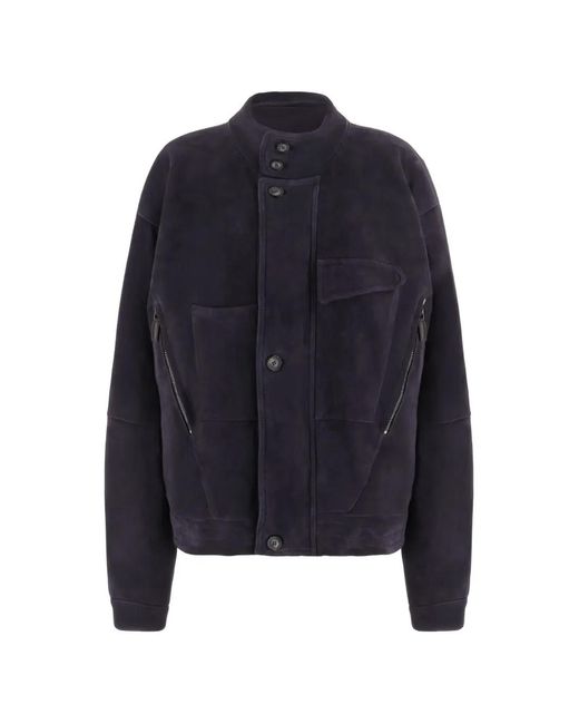 Giorgio Armani Blue Suede Panelled Jacket for men