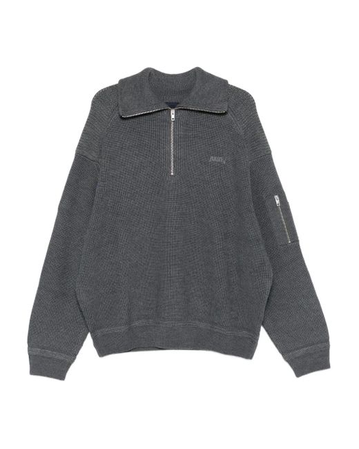 Pull Côtelé À Col Zippé Juun.J pour homme en coloris Gray