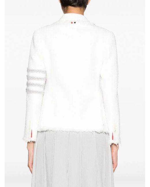 Thom Browne White 4-Bar Tweed Jacket