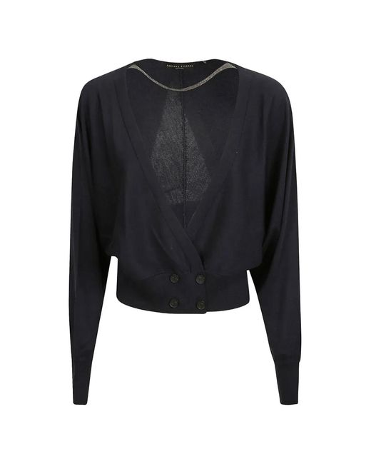 Fabiana Filippi Black Button V-Neck Cardigan