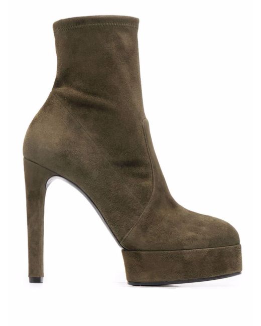 Bota Baja Lances Verde. Botín con plataforma. Botín barato. Botas cortas.  Botín de antelina.