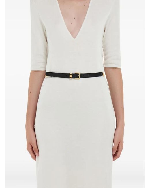 Ferragamo White Gancini-Chain Square-Buckle Belt