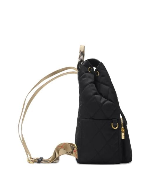 Burberry Black Quilted Leather-Trimmed Backpack