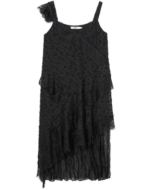 B+ AB Black Lace-trimmed Midi Dress