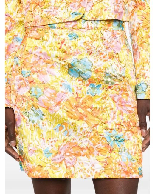 Versace Metallic Floral-Print Mini Skirt