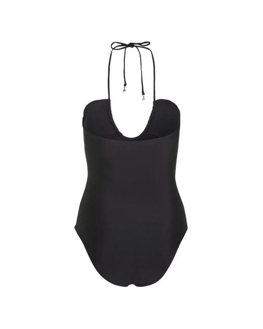 Karl Lagerfeld Black Crystal Halterneck Swimsuit