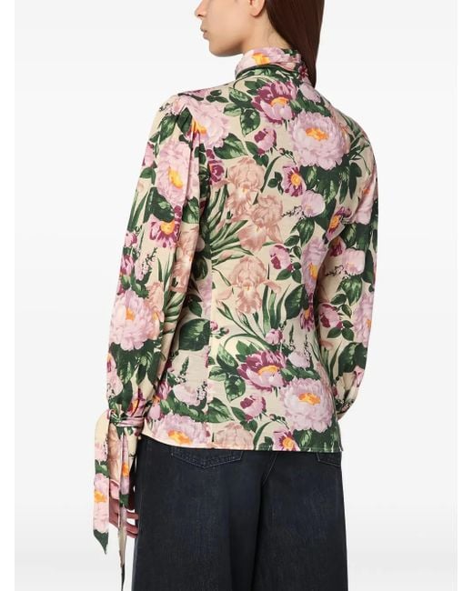 Chloé White Floral-Print Blouse