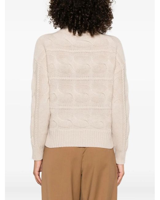 Max Mara Natural Cable-Knit Turtleneck Sweater