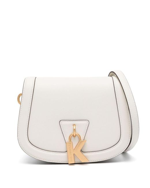 Bolso shopper con charm del logo Karl Lagerfeld de color White