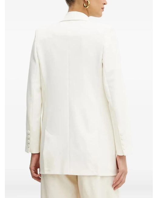 IVY & OAK White Double-Breasted Buttoned Blazer