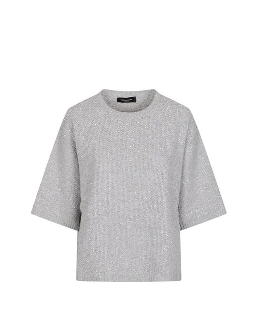 Fabiana Filippi Gray Sequin-Embellished Wool Sweater