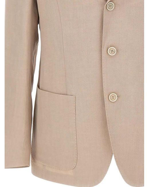 Eleventy Natural Buttoned Patch-Pockets Blazer for men