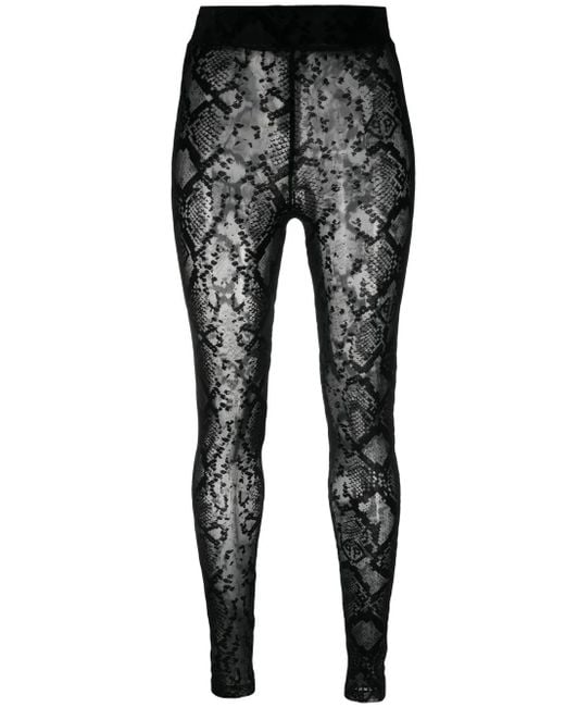 Philipp Plein Black Logo-Embroidered High-Waisted Leggings
