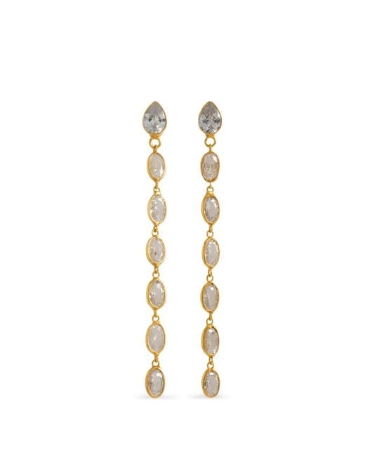 freya rose Metallic Long-Drop-Design Earrings