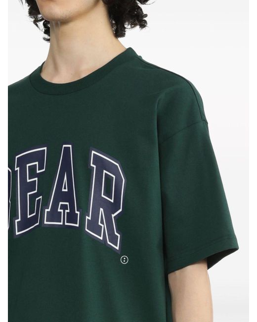 Chocoolate Green Bear-print Cotton T-shirt for men