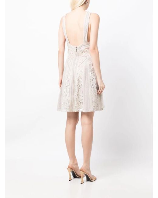 Robe Mi-Longue En Soie À Ornements Elie Saab en coloris White