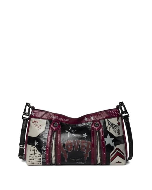 Zadig & Voltaire Purple Sunny Moody Punk Umhängetasche mit Print