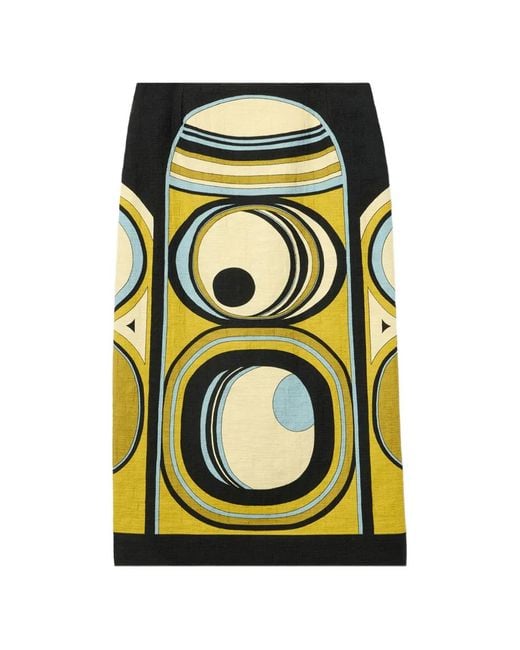 LaDoubleJ Black Stretch Rustic Cotton Midi Pencil Skirt With All-Over Sanctuary Print