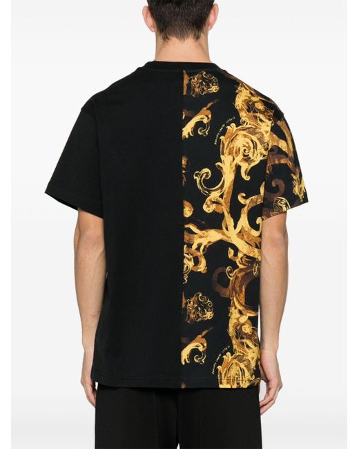 Camiseta con estampado Barocco Versace de hombre de color Black