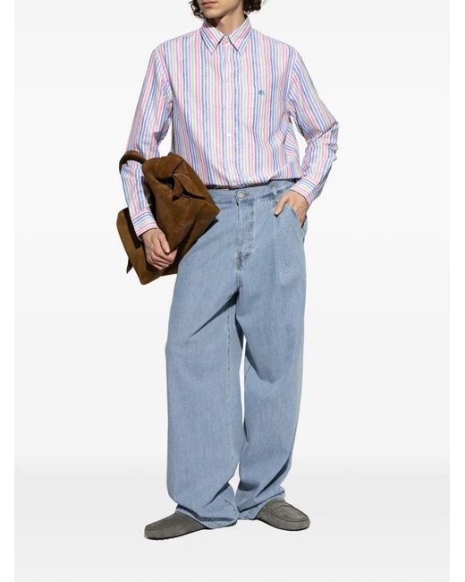 Etro Purple Striped Logo Shirt for men