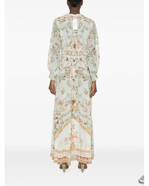 Camilla White Floral-Print V-Neck Maxi Dress